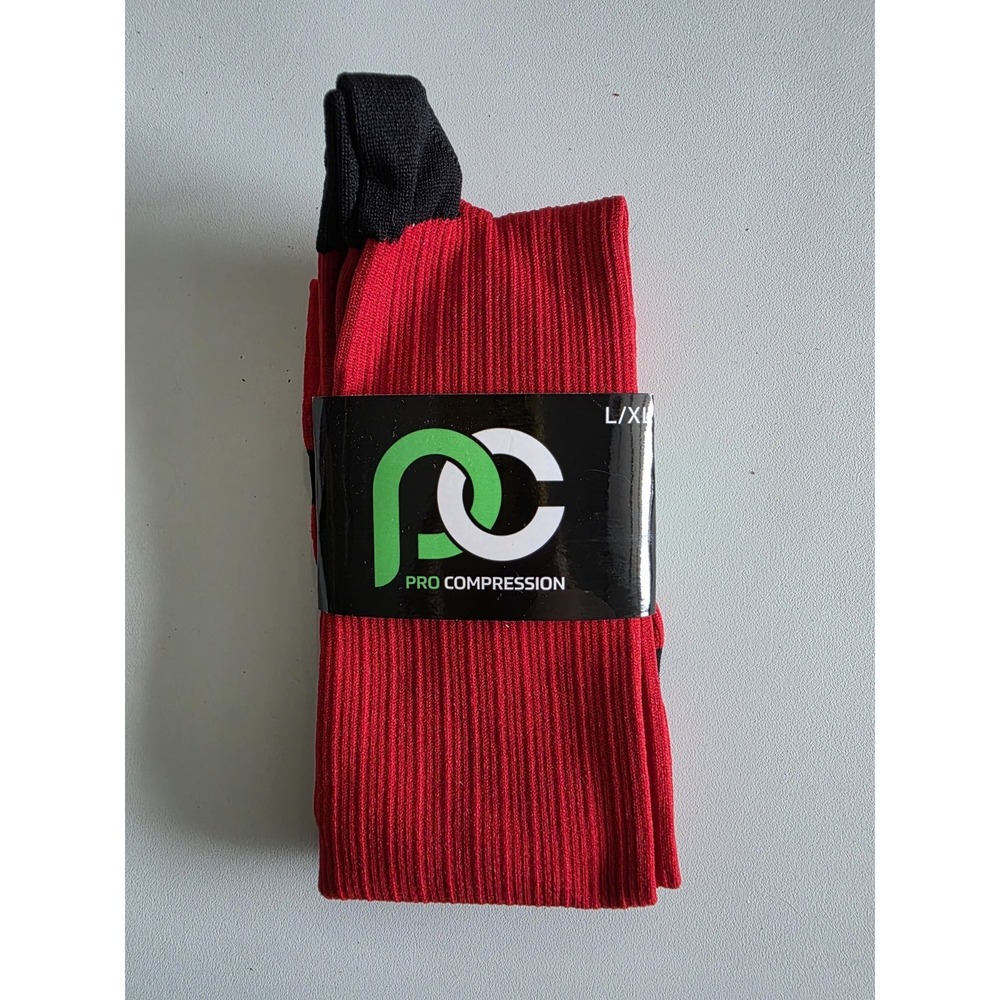 Pro Compression Red With Black Stripe L/XL Marathon Knee High Sock
